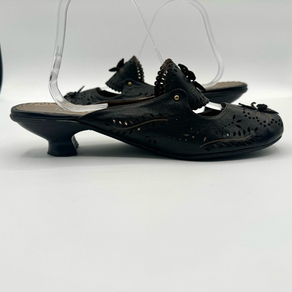 MPULSE DARK BROWN CHOCOLATE MULE  KITTEN HEELS LEATHER SHOE Y2K VINTAGE SHOES 40 - Picture 7 of 17